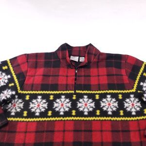 Villager Sport Zip Up Long Sleeve Pullover Jacket Womens Size Large L Red Black